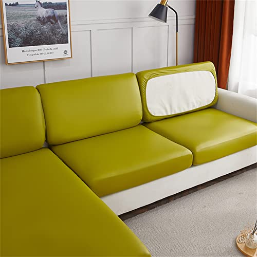 Housse de canapé 3 places vert extensible cuir synthétique étanche - 8