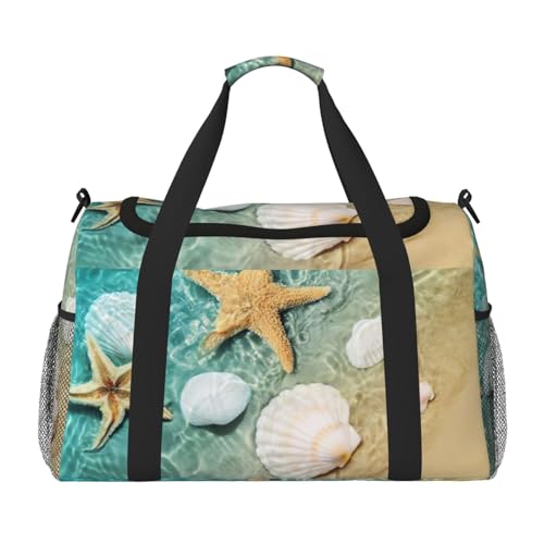 Sac de voyage imprimé coquillages avec grand volume de rangement noir