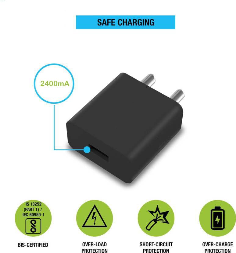 Image of 18W Charger for Xiaomi Redmi 13C 5G / 13 C Charger Original Adapter Like Android Mobile Fast USB Wall Charger with 1 Meter USB Type C Charging Data Cable (3 Amp, TBE14, Black)
