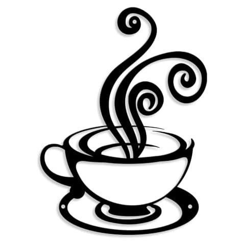 Oubasa Metal Pour Coffee Cup Wall Decor, Black Coffee Cup Silhouette Wall Art, Minimalist Cafe Themed for Office Coffee Bar Shop Home Decorations (Coffee) Cover
