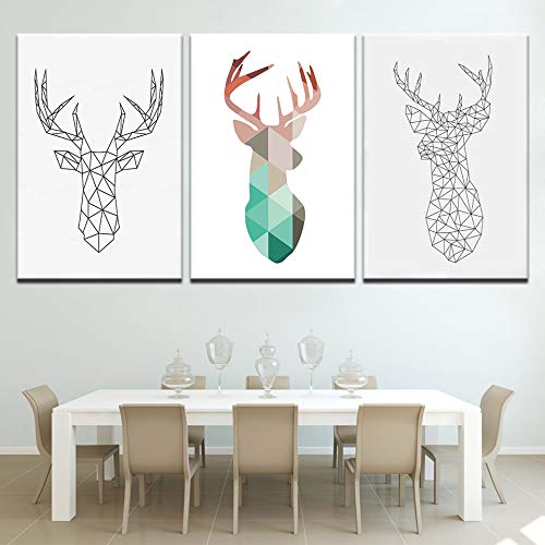 Tableau triptyque cerf géométrique pour raviver un mur blanc vide - 3