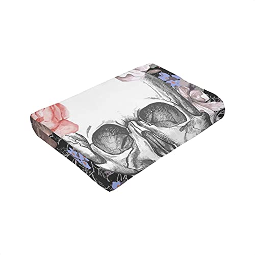 Goth Skull Rose Flannel Blanket For Men Women Gothic Winter Lightweight Soft Fleece Throw Blanket For Bed Couch Home Office 60 X 50 Inch #TOP4
