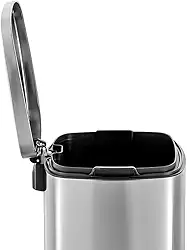 Lixeira Inox Retangular com Pedal 12L Acabamento Escovado - Mood