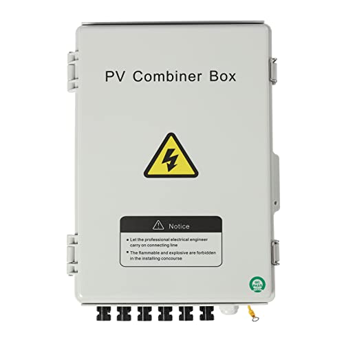 Bathrena Eco-Worthy 6 String PV Combiner Box with 63A Circuit Breaker & Surge Protection, IP65 Waterproof Wall Mount Solar Combiner Box for Solar Panel System, ABS+PC Material. (White)
