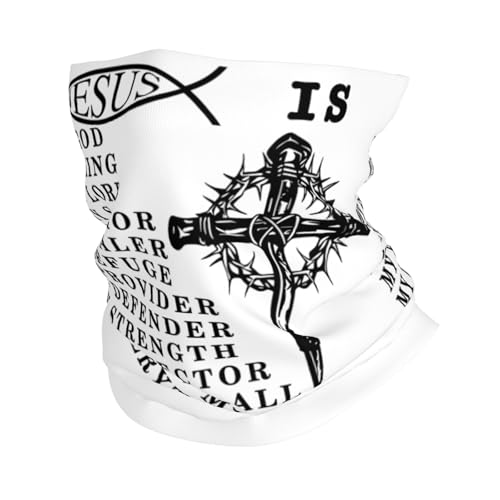 Pasamontañas Jesús Es Mi Dios, Mi Rey, Mi Señor, Mi Salvador Religión Negra Bandana Protección UV Calentador De Cuello Multifuncional Cuello Bufanda para Deportes Senderismo Ciclismo 25X50CM