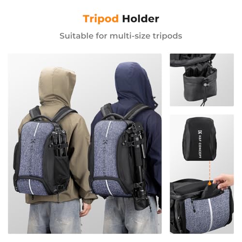 Image of K&F CONCEPT Camera Backpack,25L Large Capacity Camera Bag for Photographers with Raincover and 15.6 Inch Laptop Compartment Compatible for Canon /Nikon /Sony /DJI Mavic Drone