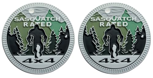 Image of REPALY 2X Squatch Rated Car Emblem 4 x 4 Metal Automotive Badge 3D Metal Round Decals Stickers Compatible with Vehicles Trucks SUV RV Decorations (Green), REPALY-rated-1