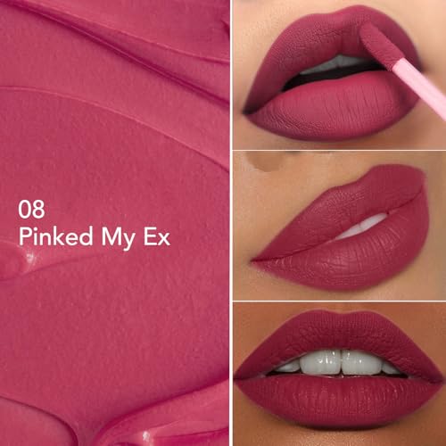 Image of Glam21 Mattitude Liquid Matte Lipstick | 16Hr Long Stay | Non-Transfer & Smudge-Proof | Enriched with Vitamin E, Coffee & Cherry Oil | Moisturizing & Comfortable | 7.5ml,Pinked My Ex