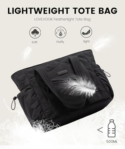 Image of LOVEVOOK Tote Bag for Women, puffer tote bag for Work Travel Nurse, Lightweight quilted Bags with Compartments