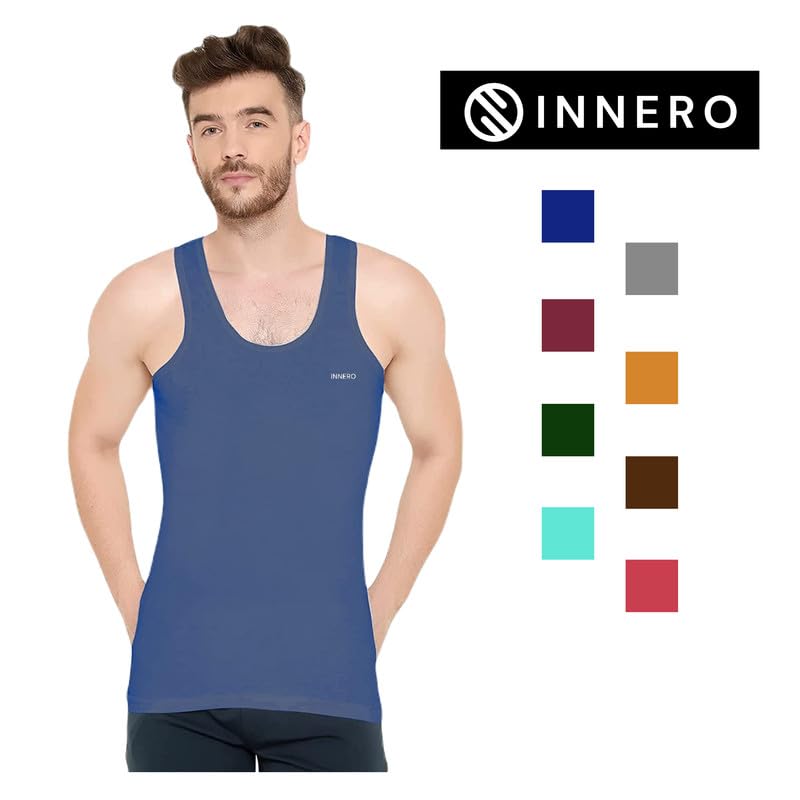 Image of INNERO Men's Multicolor Vest, Baniyan, Ganji, Undershirt, Cotton Vest for Men