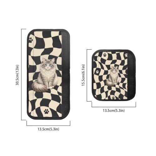 Image of Refrigerator Door Handle Covers Set of 6 Washable Kitchen Appliance Decor Handles Keep Clean Anti-Slip Fridge Accessories Home Decor, Cute Cat Plaid Black Beige