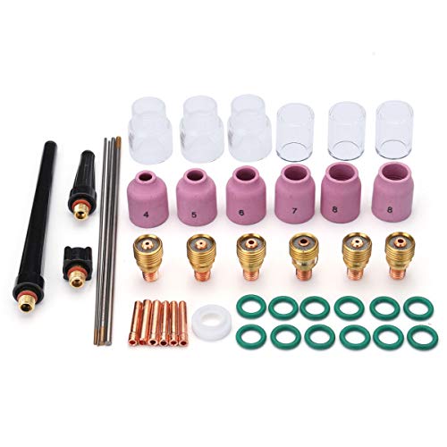 Kit TIG stubby gaz pour souder dans les angles avec buse Pyrex transparente