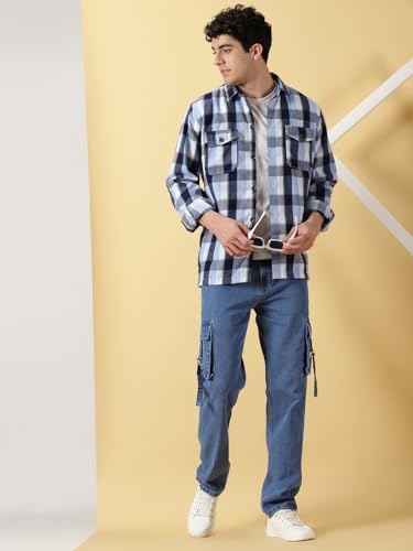 Image of Thomas Scott Men's | Checks | Full Sleeve | Regular Fit | 100% Cotton | Double Pocket | Spread Collar | Casual Shirt
