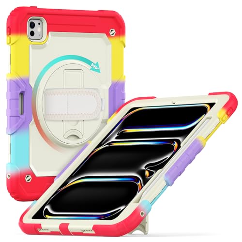 Protection iPad Pro 11 M4 2024 anti-chute avec bandoulière et support rotatif