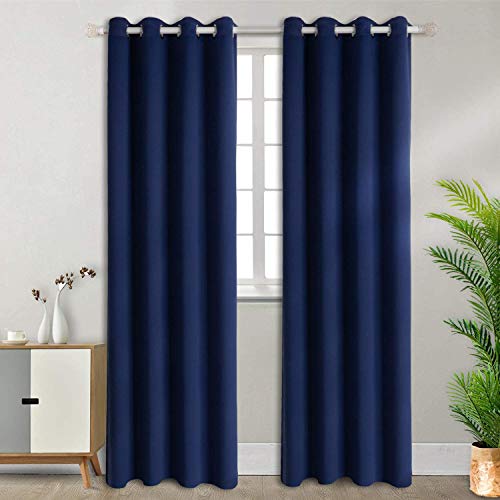 BGment Blackout Curtains for Bedroom - Grommet Thermal Insulated Room Darkening Curtains for Living Room, Set of 2 Panels (55 x 96 Inch, Navy Blue)