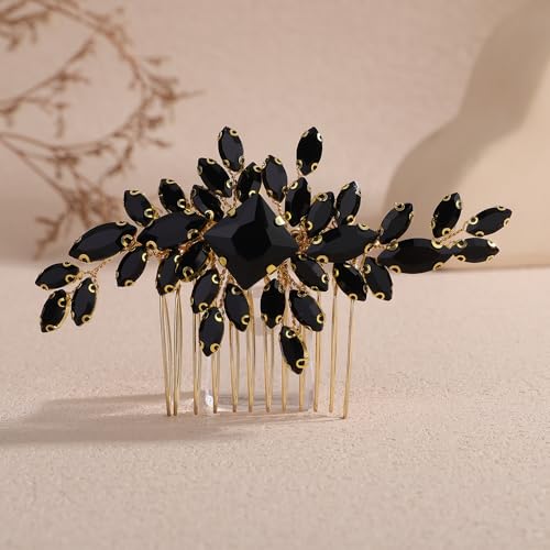 Peine para cabello Teyglen Gold Black con cristales miniatura 3