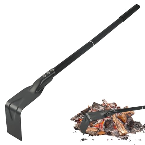 Rake Cendre à charbon de bois – Durable, résistant à la chaleur | Grattoir avec long manche pour barbecue, four à pizza, foyer, poêle de camping, outil de nettoyage de cheminée, pelle à cendres pour