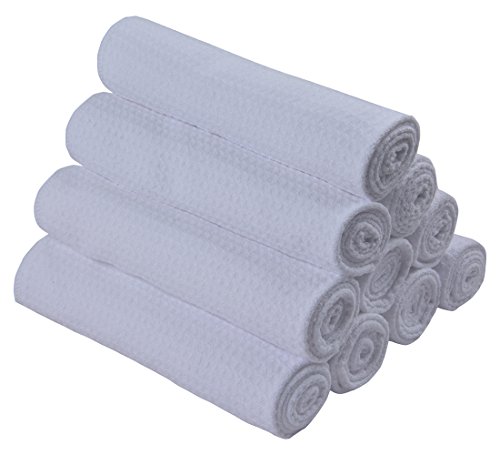 Sinland Microfiber Dish Drying Towels Dish Towels Waffle Weave Kitchen Towels 16 Inch X 24 Inch 10 Pack White #TOP2