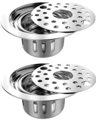 WEKTU Stainless Steel Push Down Strainer Set of 2 | Ideal for Basins, Bathroom Sinks, Bathtubs, Floors, and Kitchen Sinks - Easy and Efficient Drainage Solution - 13 cm Size (B0C1KLH9W4) Amazon Price History, Amazon Price Tracker