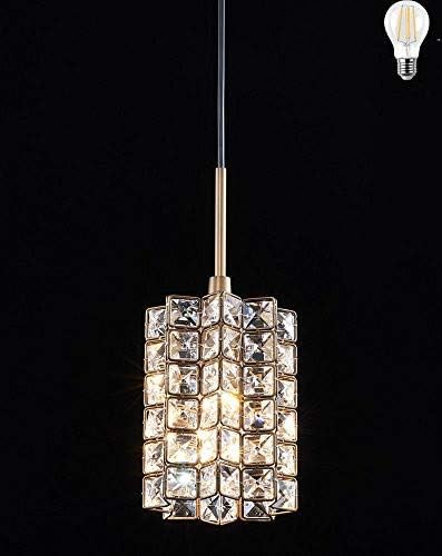 1-light pendant lighting, crystal mini pendant light fixtures, oil rubbed bronze pendant lamp,for Bedroom, Kitchen Island, Led Bulb Included