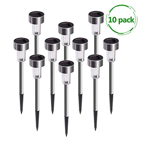Luces Solares Jardín LED,Hovast [10 Paquetes] Lámpara Solar Exterior Impermeables Acero Inoxidable Luz Solar Landscape Pathway Luces para Patio, Césped, Patio, Pasillo,Terraza