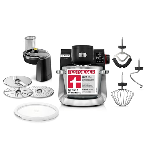 Bosch Küchenmaschine Serie 6, 7 Automatikprogramme, integr. Waage, Deckel, 5,5l Schüssel, Durchlaufschnitzler, Scheiben...