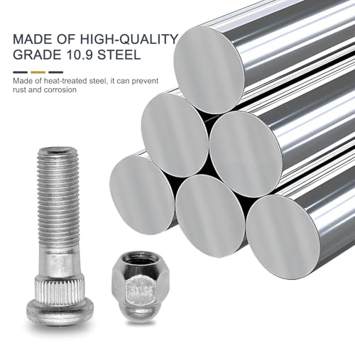 Image of 4 PCS Car M12 x 1.25 Steel Tire Screw Rod, Anti-Rust Wheel Stud and Lug Nut Kit, 28171AJ000 28365-FE001 Fastener Replacement Part, Compatible with Subaru Forester Outback Legacy (Silver)