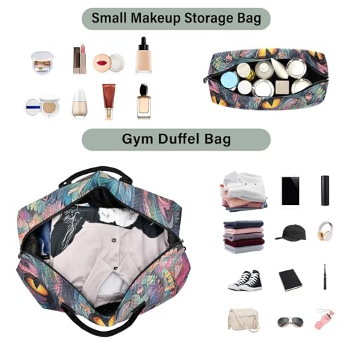 Large Travel Duffel Bag, Colorful Cat Cool Sports Tote Gym Bag, Shoulder Weekender Overnight Bag for Women Men, Carry On Luggage with Toiletry Bags4