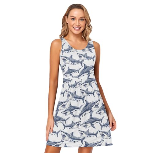 Image of ALAZA Women's Summer Dress Sun Dress Sleeveless with Pockets