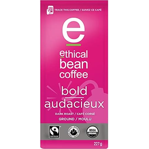 Ethical Bean Coffee Bold, Dark Roast, Ground, 8-Ounce Bag Cover