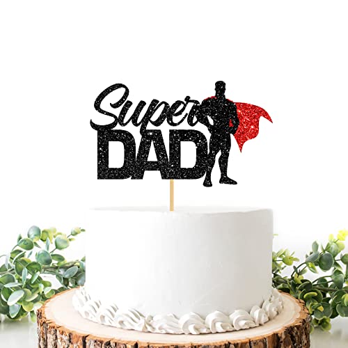 Helewilk Super Dad Cake Topper, Superhero Theme Father's Day Birthday Party Decoration, Happy Birthday Dad/Happy Father's Day Cake Decor, Best Dad Ever Cake Topper Dad Party Supplies #TOP13