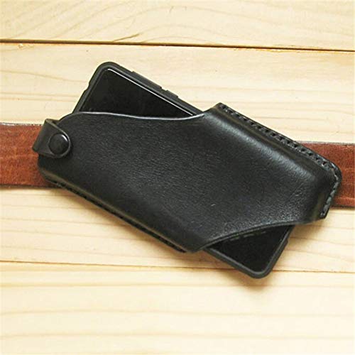 HEEPDD Funda Holster Para Celular De Cuero PU, Funda Para Cinturón Con Clip Desmontable, Estilo Retro Para Hombre (Negro, Talla S
