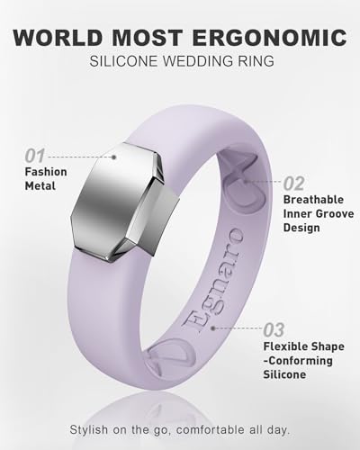 Image of Egnaro Silicone Wedding Bands Women, Inner Arc Ergonomic Breathable Design