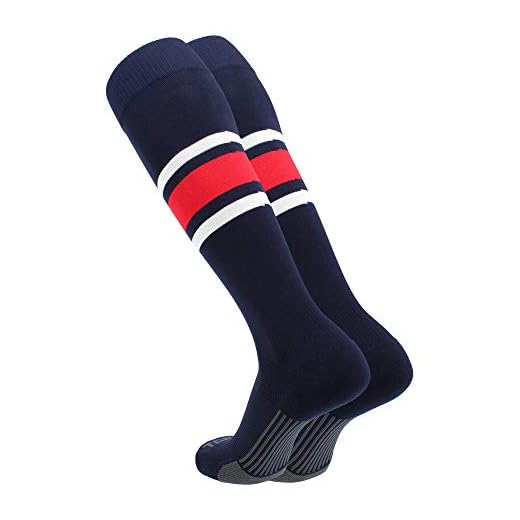 TCK Performance Baseball/Softball Socks (Navy/White/Scarlet, Medium)