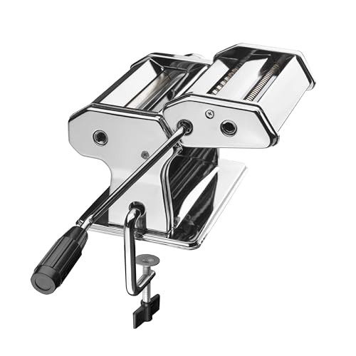 LACOR   60390   Máquina de Pasta Fresca, Máquina Laminadora Manual, Cocina Pasta Casera, Acero Inoxidable, Incluye Tornillo para unir a la Mesa, 145 mm