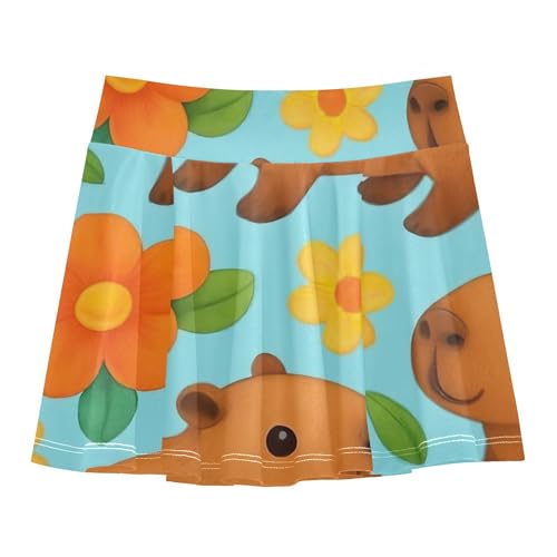 Girls' Shorts Athletic Skorts Skirts with Shorts Purple Cheer Skirt Cute Cartoon Capybaras Blue 3t