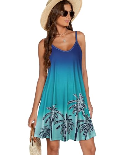 Image of elescat Womens Summer Dresses Spaghetti Strap V Neck Casual Sleeveless Sundress Beach Cover Ups with Pockets 2026