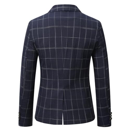 Men's Checked Suit Blazer One Button Casual Tuxedos Blazer Wedding Coat2