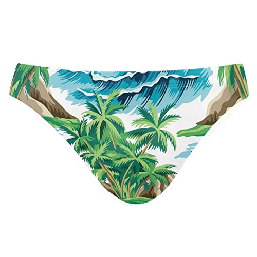 Men Swim Brief Bikini Hawaiian Island Palm Tree Beach Bikini for Men Swim Underwear Medium