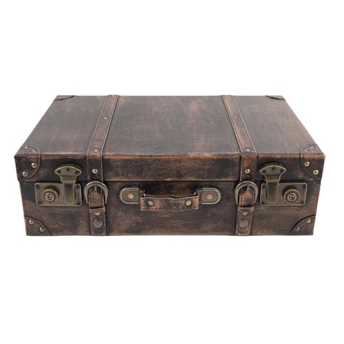 NOENNULL Wooden Vintage Suitcase, Old Fashioned Travel Suitcase, Decorative Style, Retro Storage, Decoration of Vintage Luggage, Birthday Suitcase, Wedding, Photography Accessories (Brown)