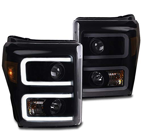 Zmautoparts 2011-2016 Ford F-250 / F-350 / F-450 / F-550 Super Duty Led Drl Black/Smoke Projector Headlights Headlamps #TOP5