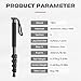 ULANZI TB12 61-Inch Camera Monopod - Portable Tripod & Monopod Photography Stick with 5-Section Height, Aluminum Compact Travel Camera Stick for Canon, Nikon, Sony Mirrorless, DSLR, Easy to Carry