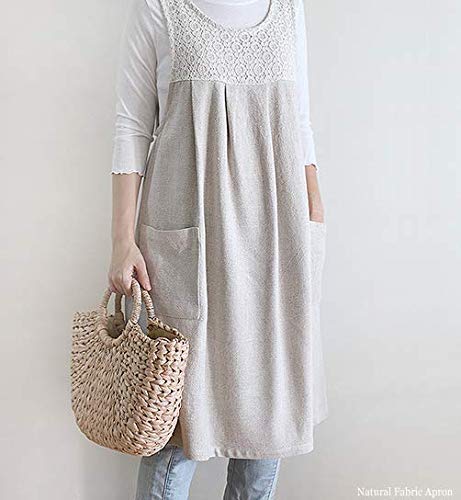 French APRON [Simple Lace Cotton ] Gift Works Handmade Apron Back Button shape