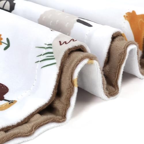 Image of HOMRITAR Baby Blanket for Boys Soft Lightweight Minky Blanket with Double Layer Dotted Backing for Infant Toddler Nursery Crib with Cute Farm Animals Design 30 x 40 Inch