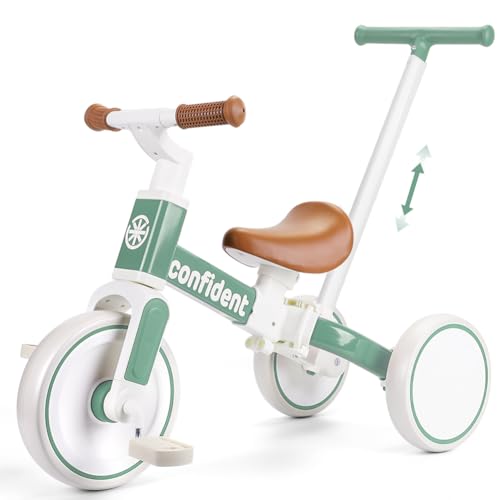 XIAPIA Tricycle for Toddlers 1-3 Year Olds, 5 in 1 Toddler Balance Bike with Removable Pedal, Push Trike Toys with Adjustable Pushrod for 2 3 4 5 Year Old Boys & Girls, Birthday Gifts for Kids