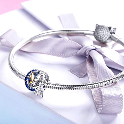 Abalorio de plata con hada de la luna y circonitas cúbicas de alta joyería 4