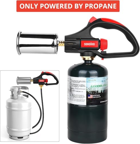 Sondiko Cooking Propane Torch Head Kitchen Torch, Outdoor Campfire Torch with Safety Lock and Adjustable Flame for BBQ Searing Steak, Creme Brulee (Tank Not Included) - Thumbnail 2