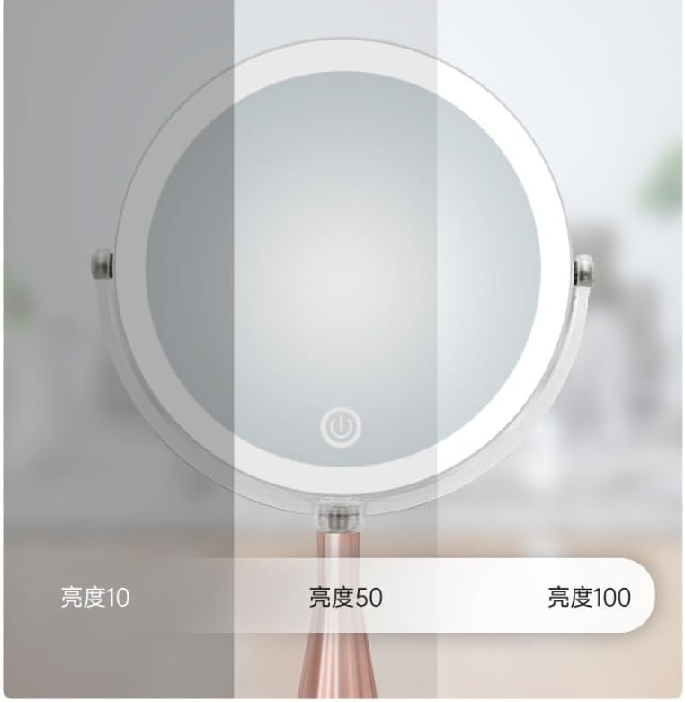 LED -Sided Desktop Makeup, Rose Gold, 360 Degree Rotating Beauty image 4