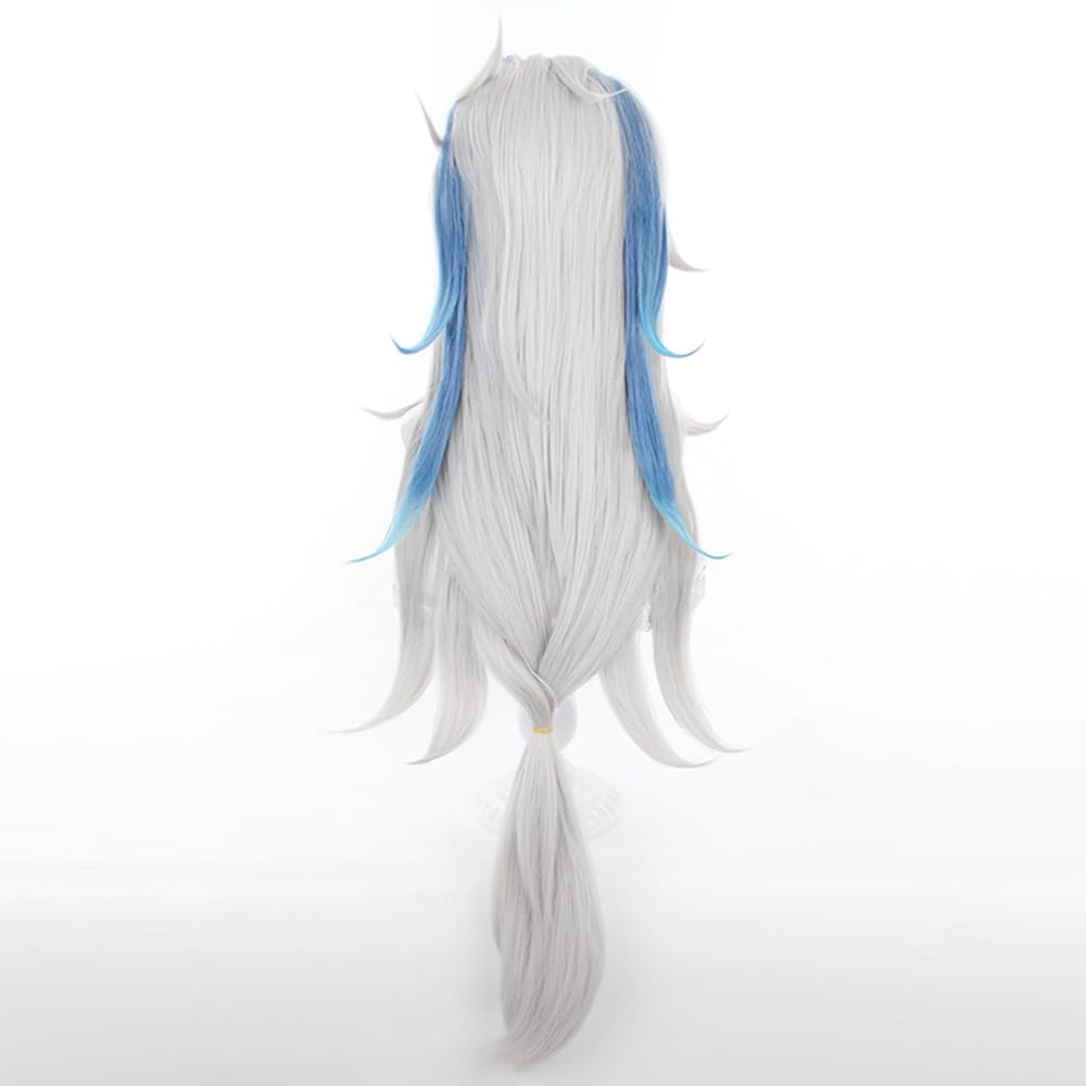 Platinum Fluffy Long Wig for Neuvillette Cosplay From Game Genshin Impact Synthetic Heat-Resistant Wig - Image 4