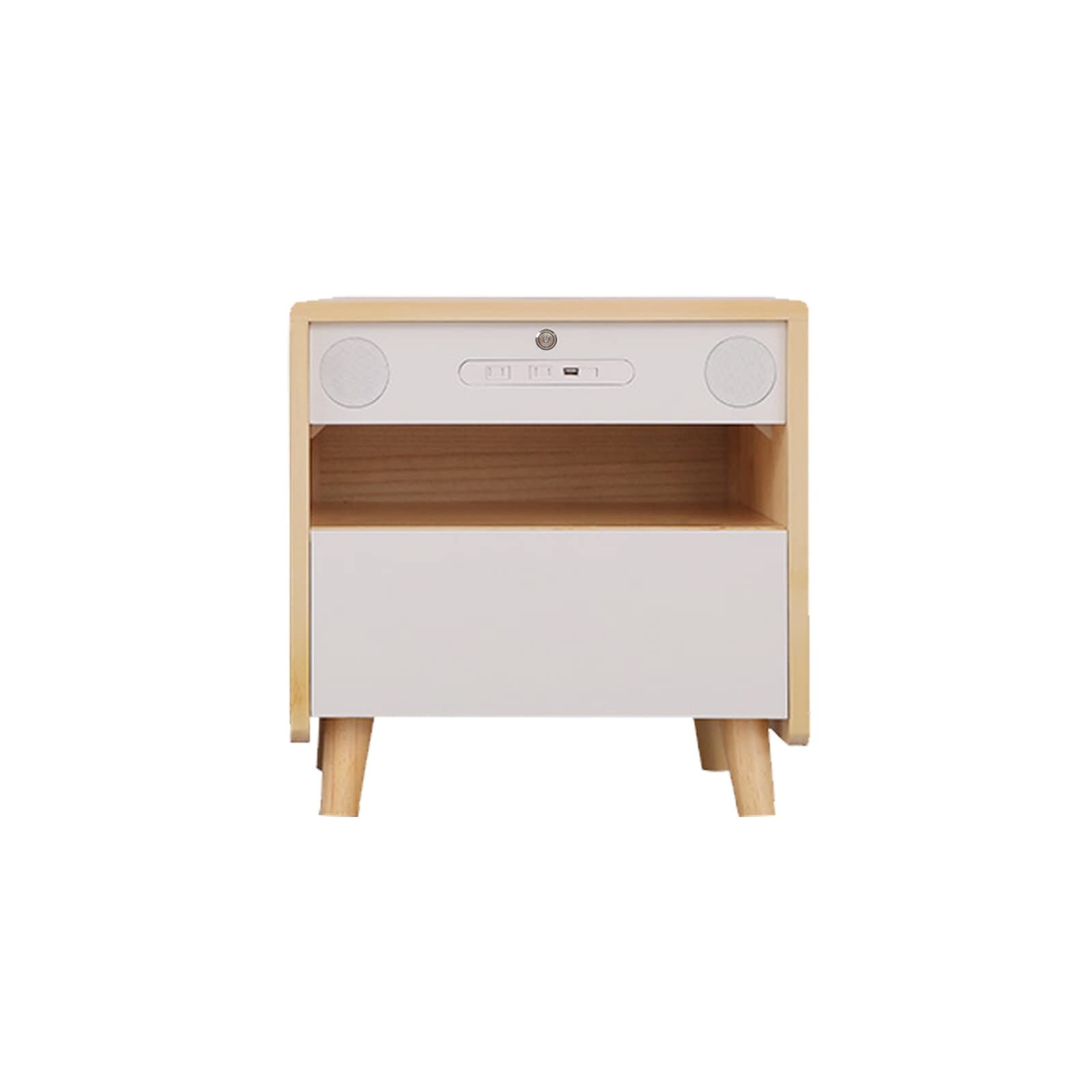 Table de chevet intelligente blanche pour organiser votre lit et charger vos appareils